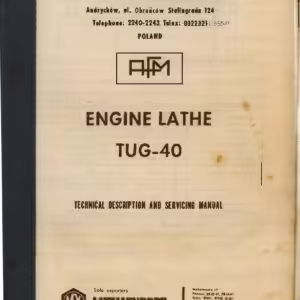 Ponar TUG 40 Lathe Manual