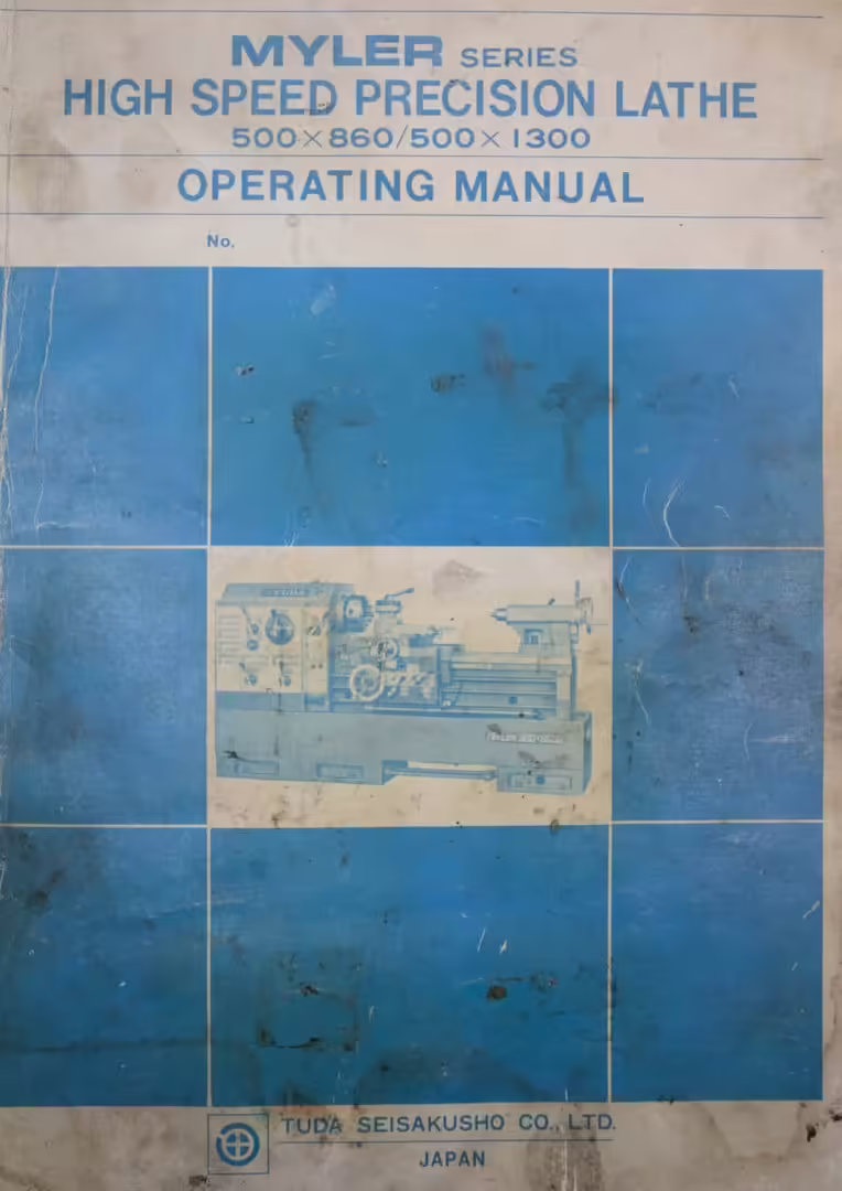 Tuda Myler 500 Lathe manual