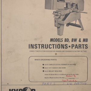 Kysor Johnson BD BW MB band saw