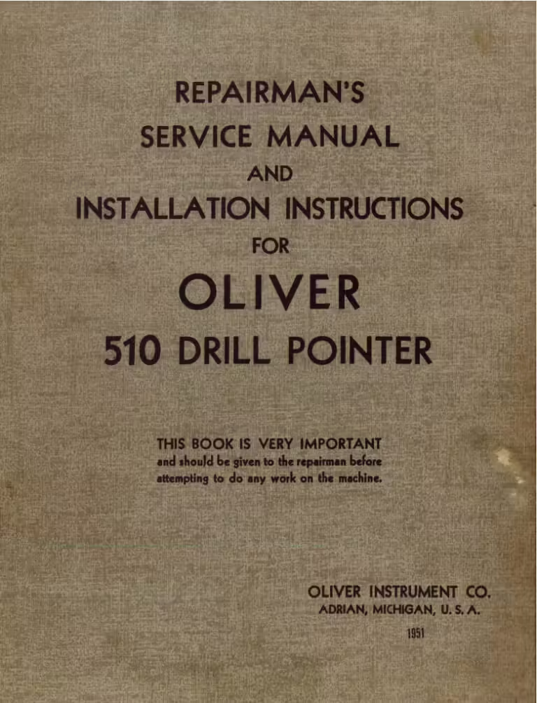 Oliver 510 drill grinder manual